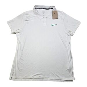 NikeCourt Tennis Polo Shirt Men's XL White‎ Green Logo Dri-FIT NEW